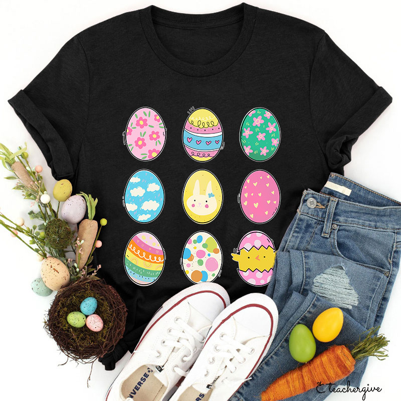 Rich Pattern Eggs Teacher T-Shirt