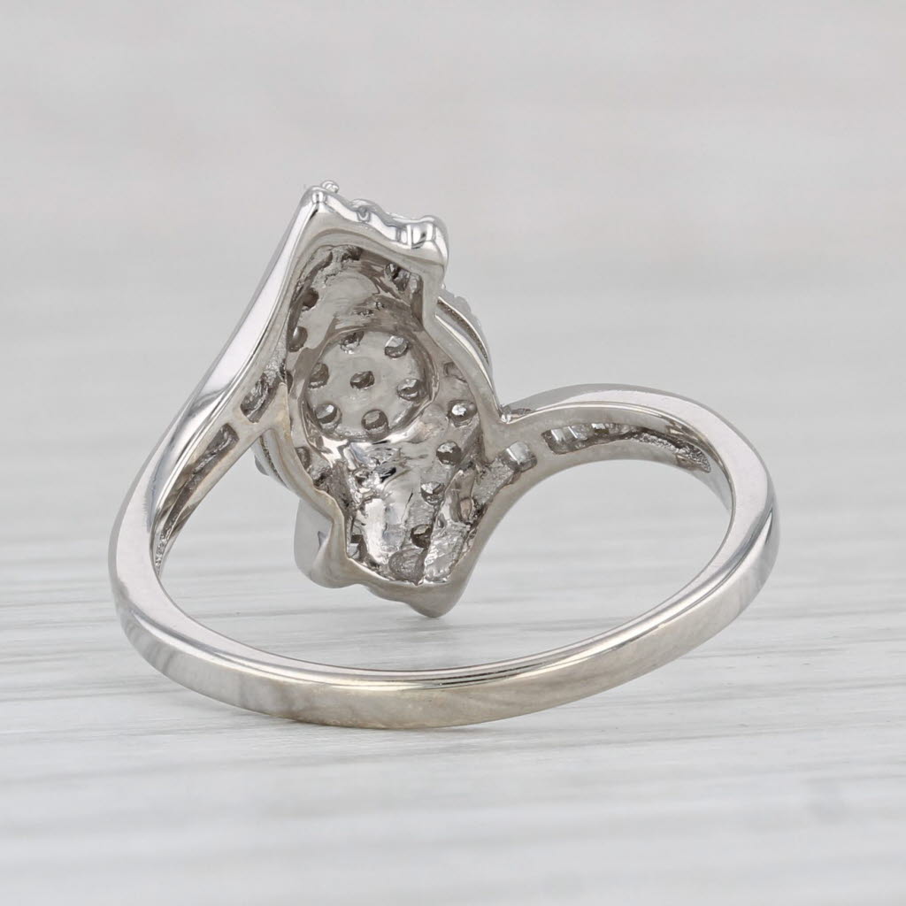 0.30ctw Diamond Cluster Bypass Ring 10k White Gold Size 6