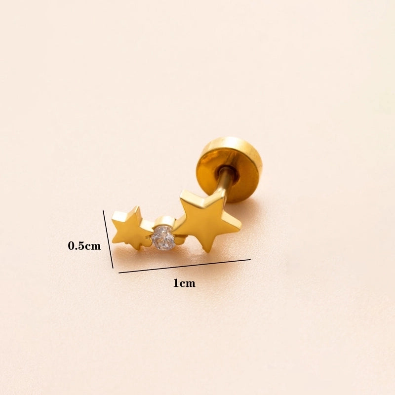 1 Piece Ear Cartilage Rings & Studs Minimalist Classic Style Heart Shape Snake Butterfly Copper Polishing Inlay Zircon 18K Gold Plated Ear Cartilage Rings & Studs