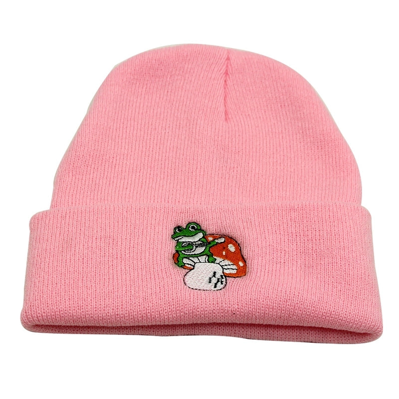 New Frog Mushroom Knitted Hat Men And Women Autumn And Winter Warm Pullover Wool Hat Beanie Hat