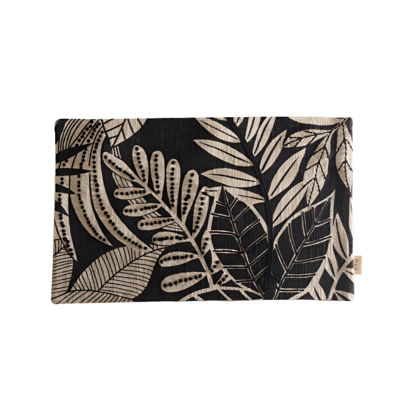 Forest Embroidered Rectangular Cushion Cover - Black White