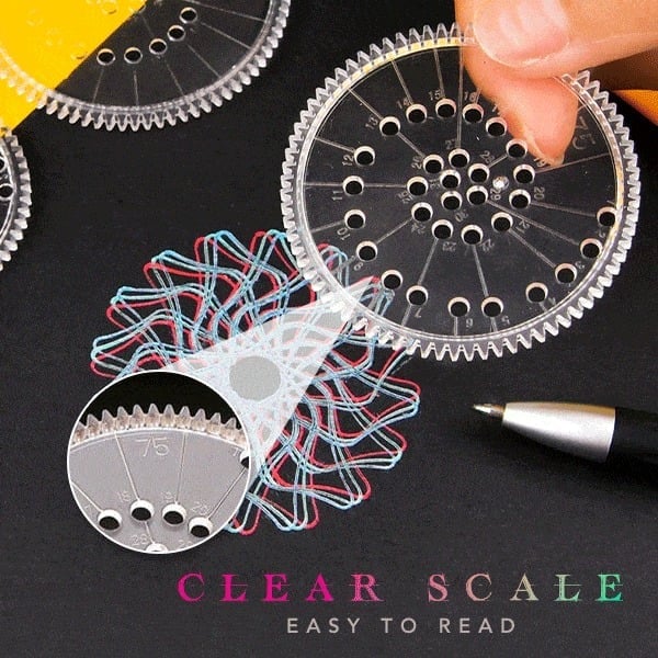 Spiral Art Clear Gear Geometric Ruler(22PCS)