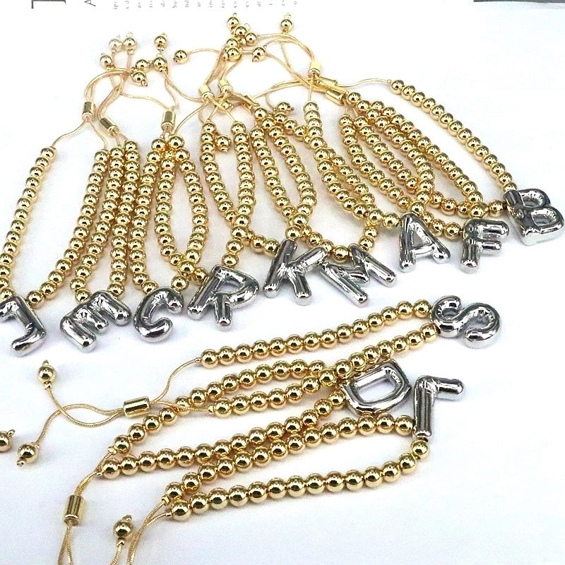 Copper Gold Plated Vintage Style Minimalist Plating Letter Bracelets