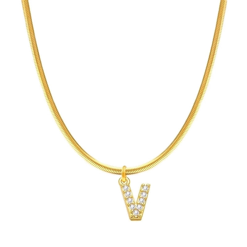 304 Stainless Steel Copper Retro Classic Style Inlay Letter Zircon Pendant Necklace