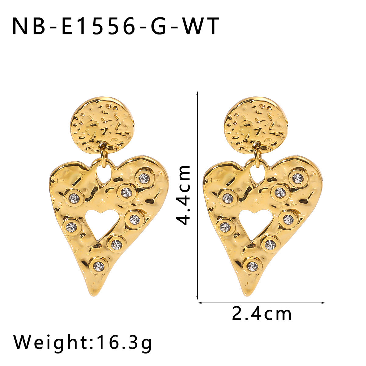 Ins Titanium Steel Heart Hollow Earrings Retro Diamond Style Stainless Steel 18K Gold Earrings Niche Earrings