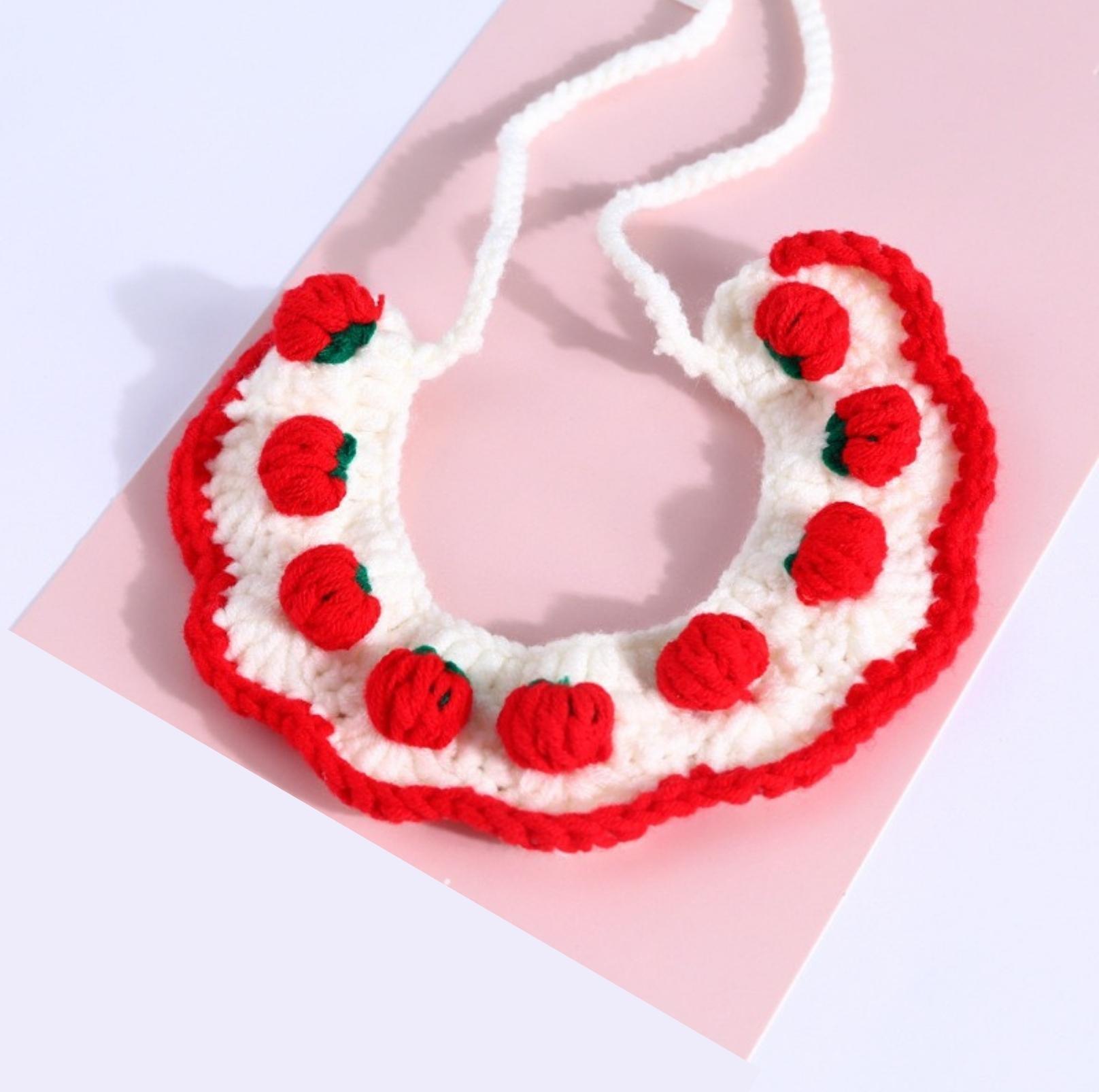 Knitted Cute Strawberry Pet Collar