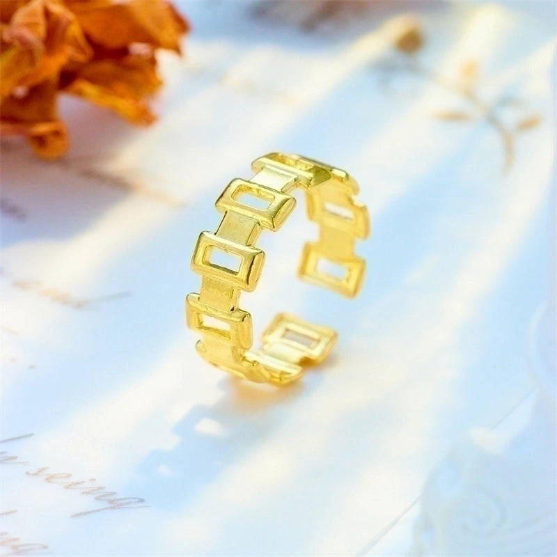 Basic Cross Star 304 Stainless Steel 18K Gold Plated Gold Plated Stainless Steel Rings