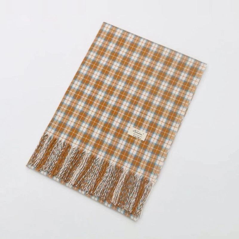 Fashion British Plaid Cashmere Scarf Autumn And Winter New Commuter Neck Scarf Warm Cold-proof Tassel Shawl