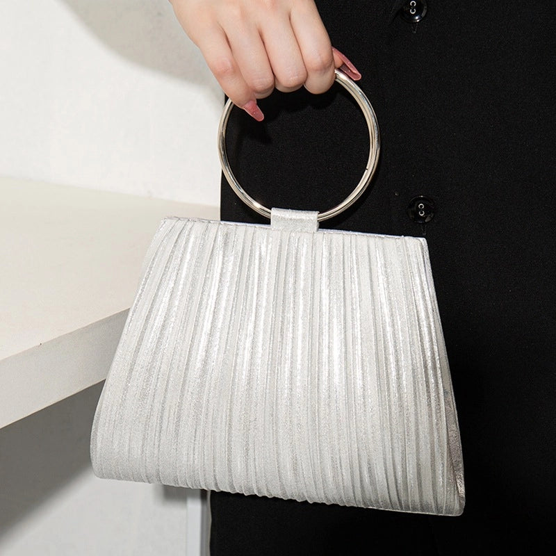 Black Gold Silver Pu Leather Solid Color Square Evening Bags