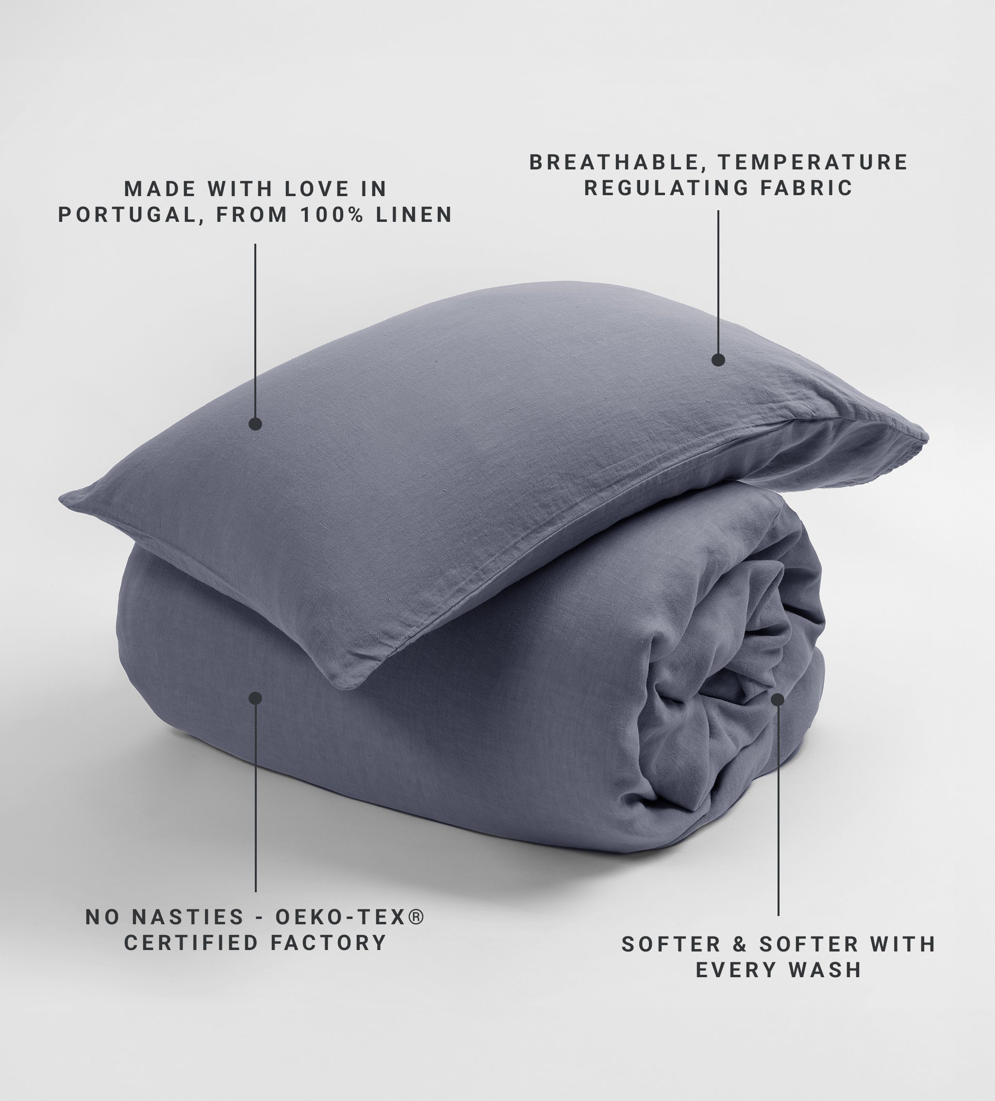 French Blue 100% Linen Housewife Pillowcase