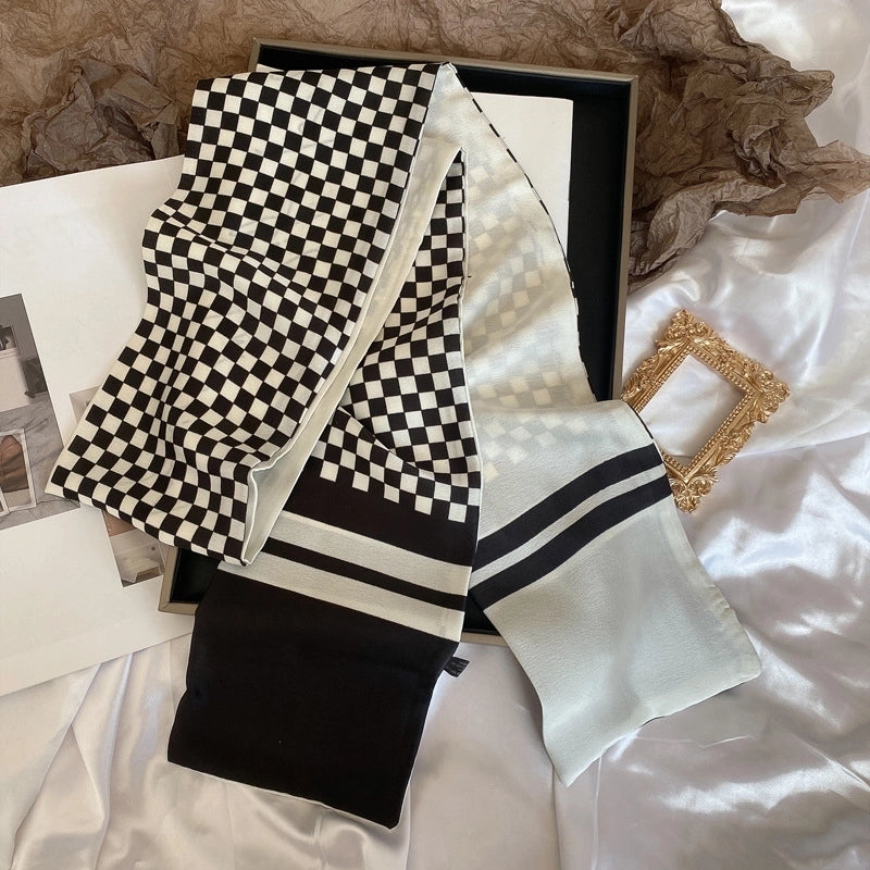 Women's Elegant Geometric Satin Printing Silk Scarf
