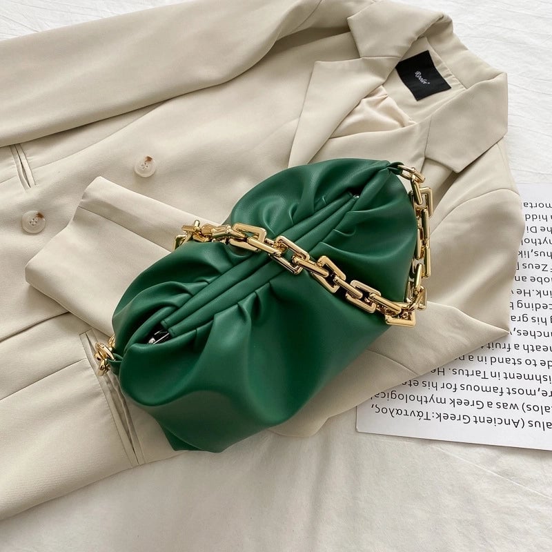 Women's Medium Pu Leather Solid Color Streetwear Cloud Shape Lock Clasp Underarm Bag