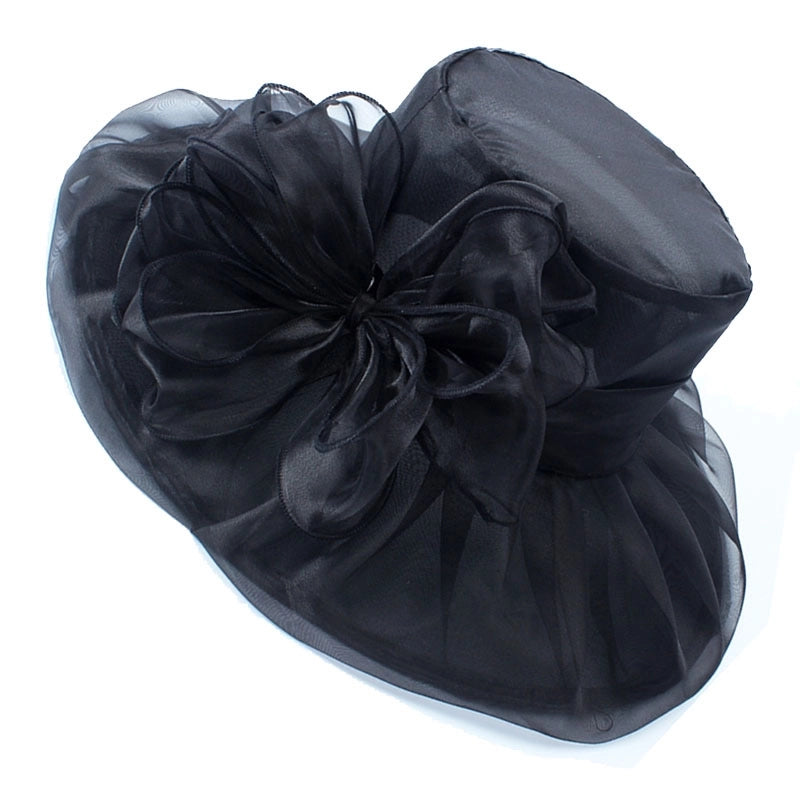 3 Pieces Women's Exaggerated Lady Vacation Solid Color Flower Big Eaves Sun Hat