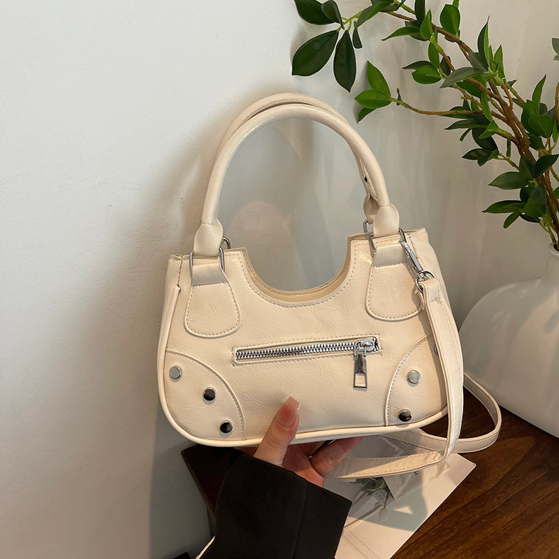 Women's Medium Pu Leather Solid Color Streetwear Zipper Underarm Bag