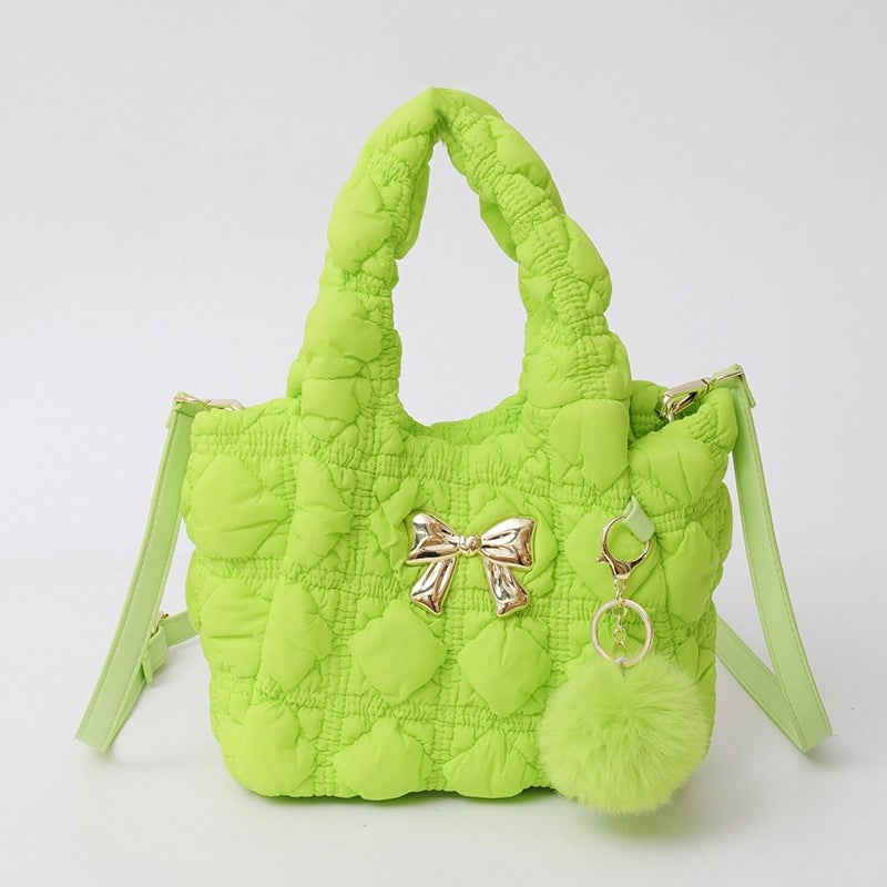 Women's Small Nylon Solid Color Bow Knot Streetwear Square Magnetic Buckle Shoulder Bag Handbag