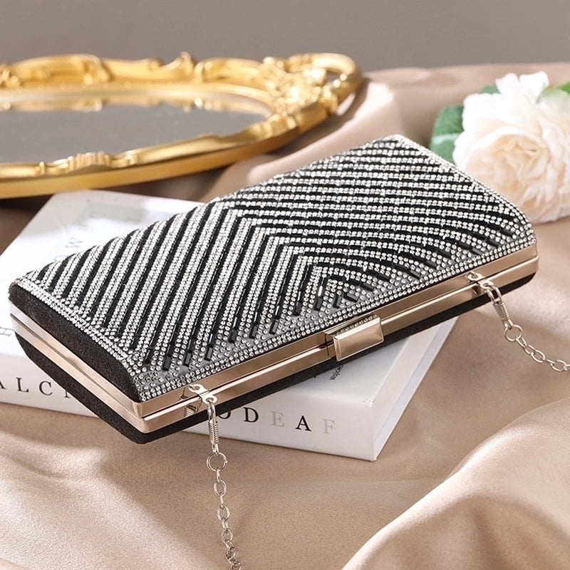 Women's Polyester Stripe Vintage Style Square Magnetic Buckle Evening Bag