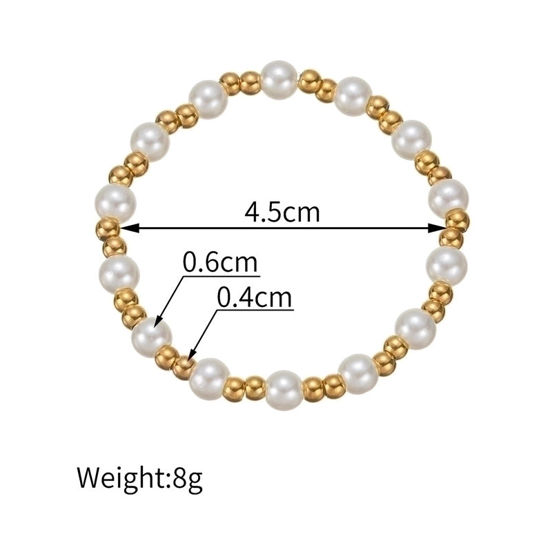 Elegant Cute Streetwear Geometric 304 Stainless Steel 18K Gold Plated Artificial Pearls Bracelets In Bulk