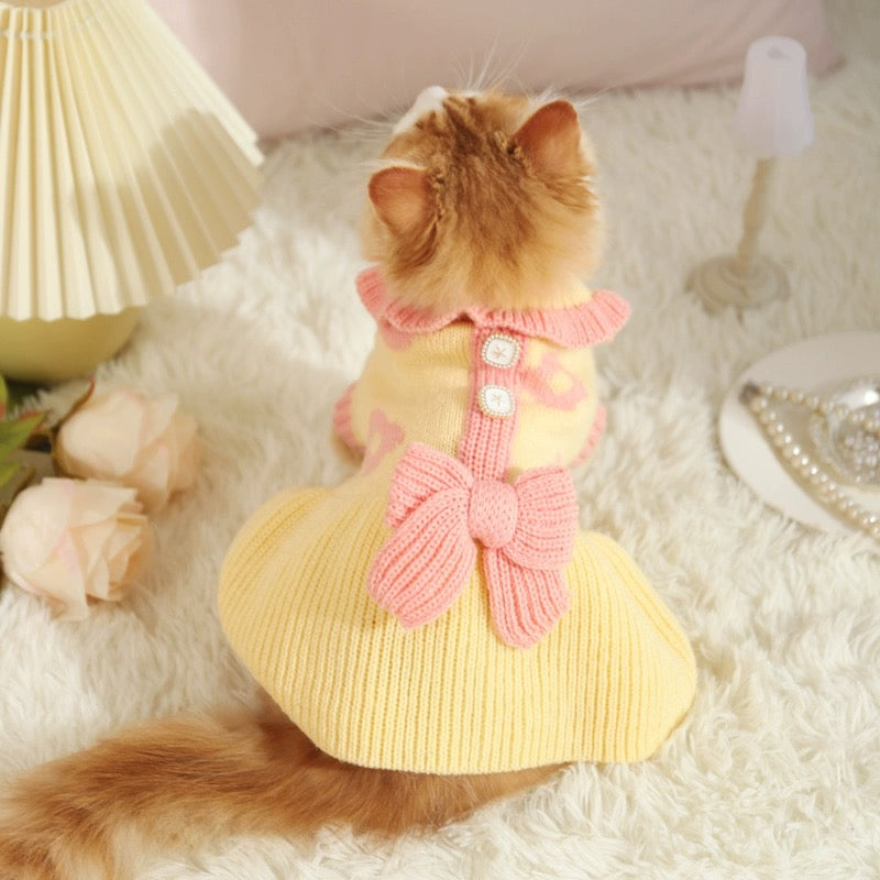 Sweet Collar Knitted Dog Sweater&Dress