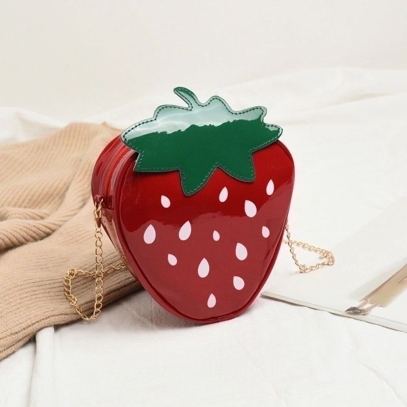 Women's All Seasons Pu Leather Fruit Cute Heart-shaped Zipper Shoulder Bag