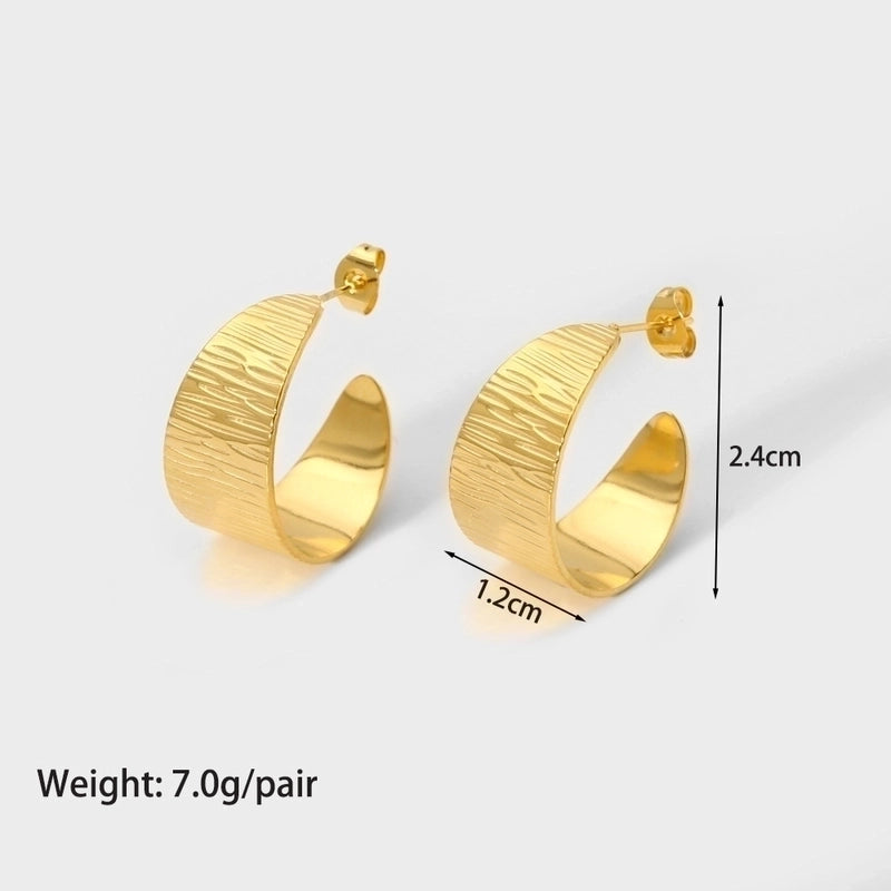 1 Pair Modern Style C Shape Plating 304 Stainless Steel 18K Gold Plated Ear Studs