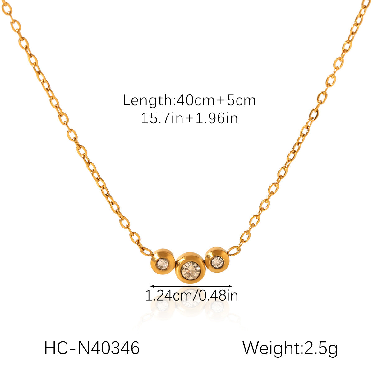 Ins Style Stainless Steel Love Necklace Inlaid With Zircon Clavicle Chain Female Titanium Steel 18K Gold-Plated Necklace