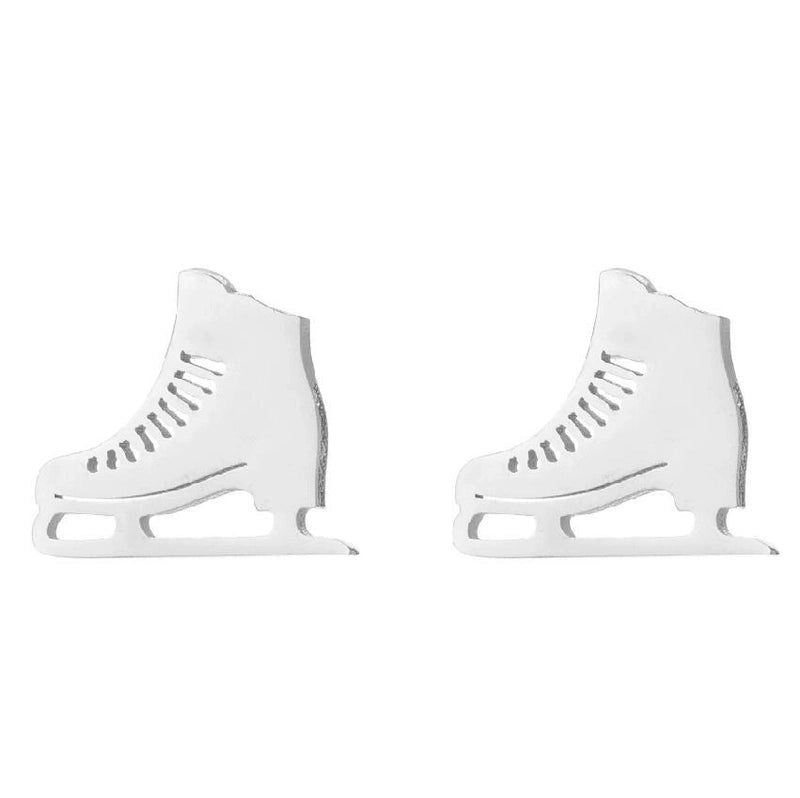 Minimalist Letter Skates Ball Stainless Steel Plating Hollow Out Ear Studs 1 Pair