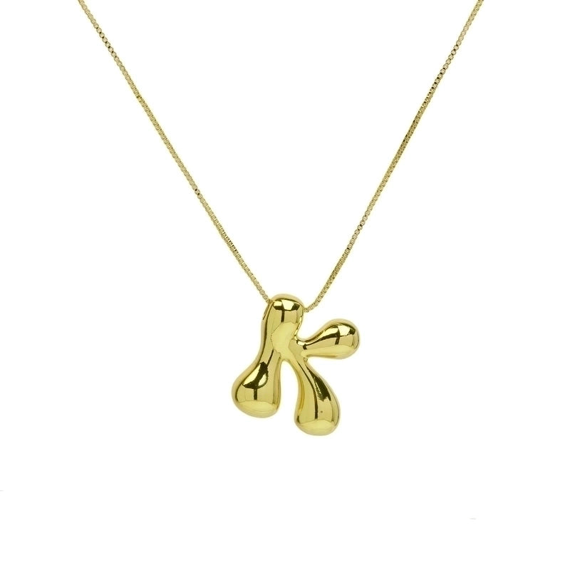 Copper 18K Gold Plated Minimalist Letter Plating Pendant Necklace