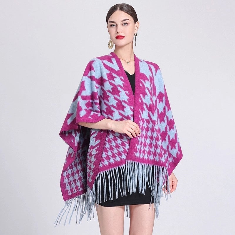 Women's Streetwear Plaid Blended Shawl