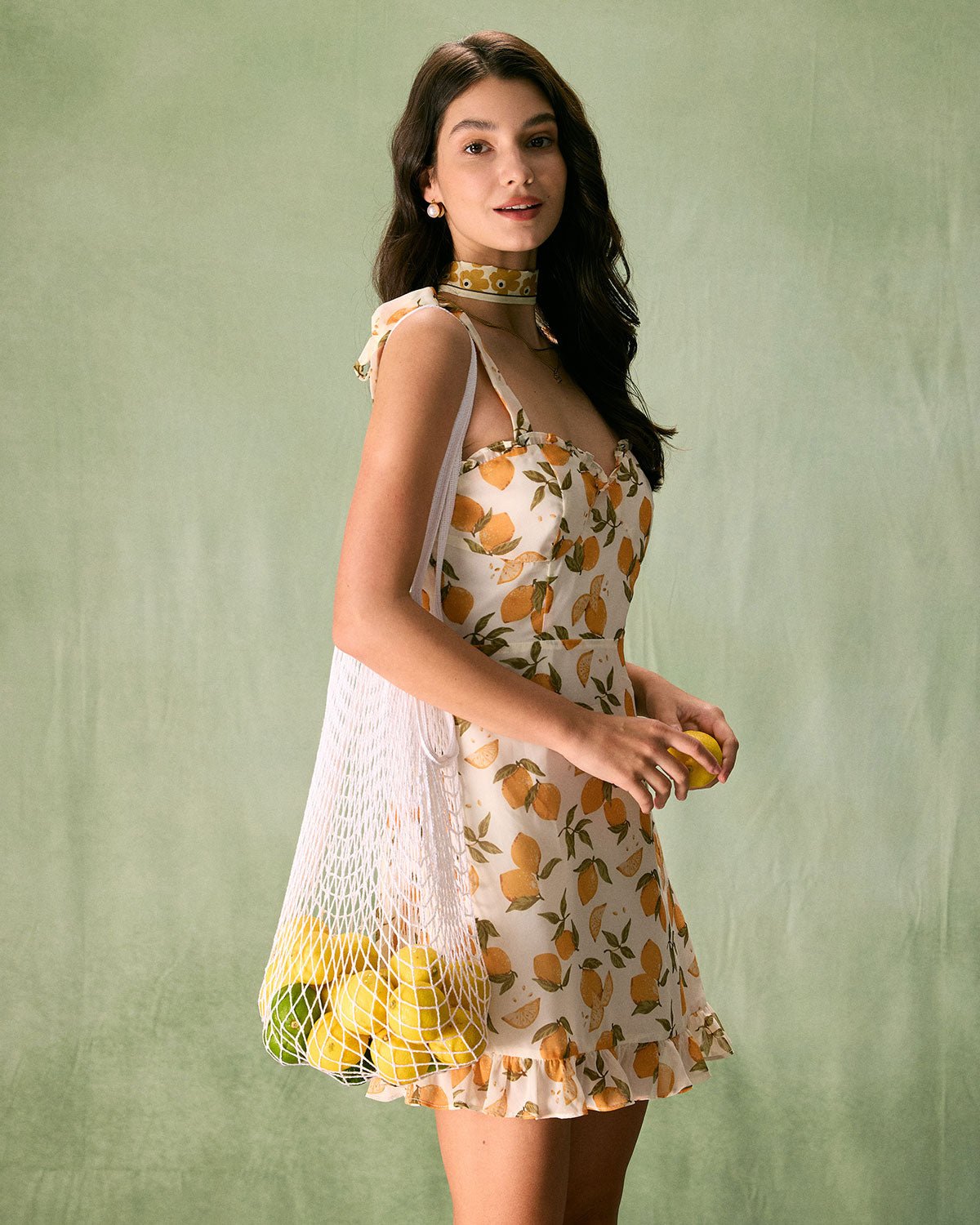 The Yellow Sweetheart Neck Lemon Mini Dress