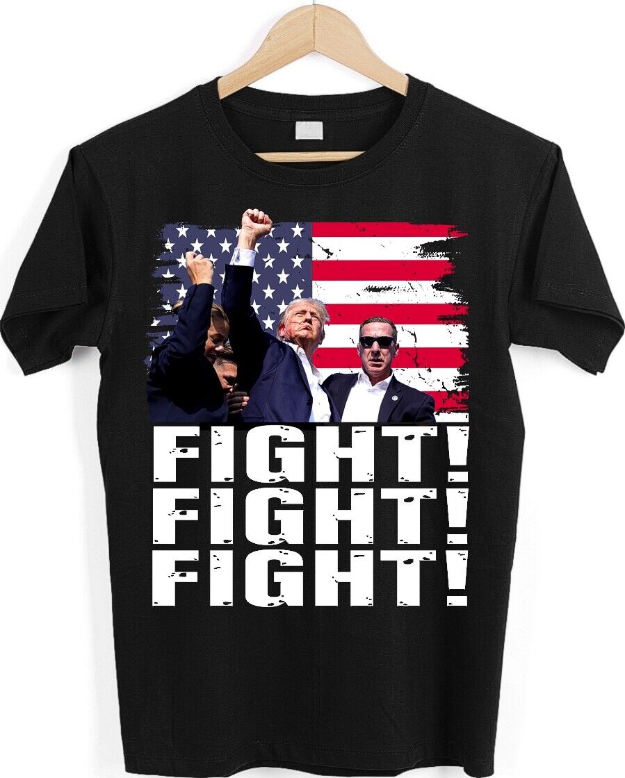 DONAL TRUMP SHOT T-SHIRT, DONALD TRUMP FIGHT BACK T-SHIRT. DONALD FIGHT TEE