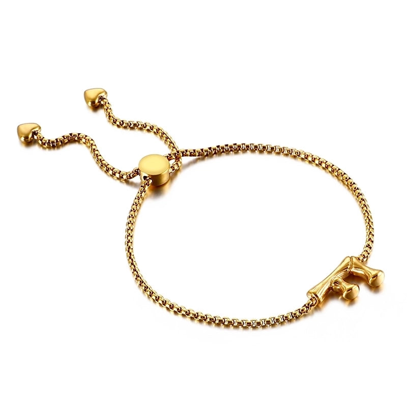 Casual Minimalist Letter Heart Shape Stainless Steel 18K Gold Plated Bracelets In Bulk