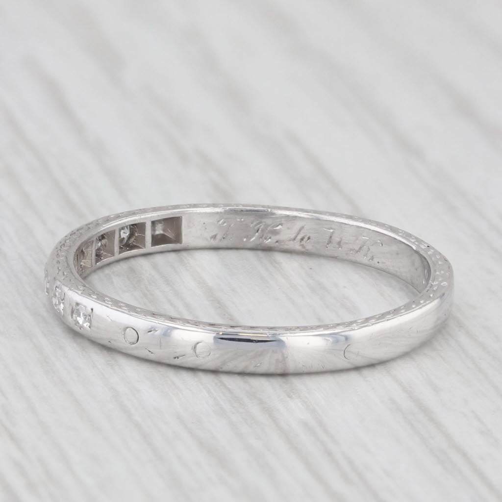 0.10ctw Diamond Wedding Band 18k Gold Size 7.75 Stackable Ring Art Deco 1920s