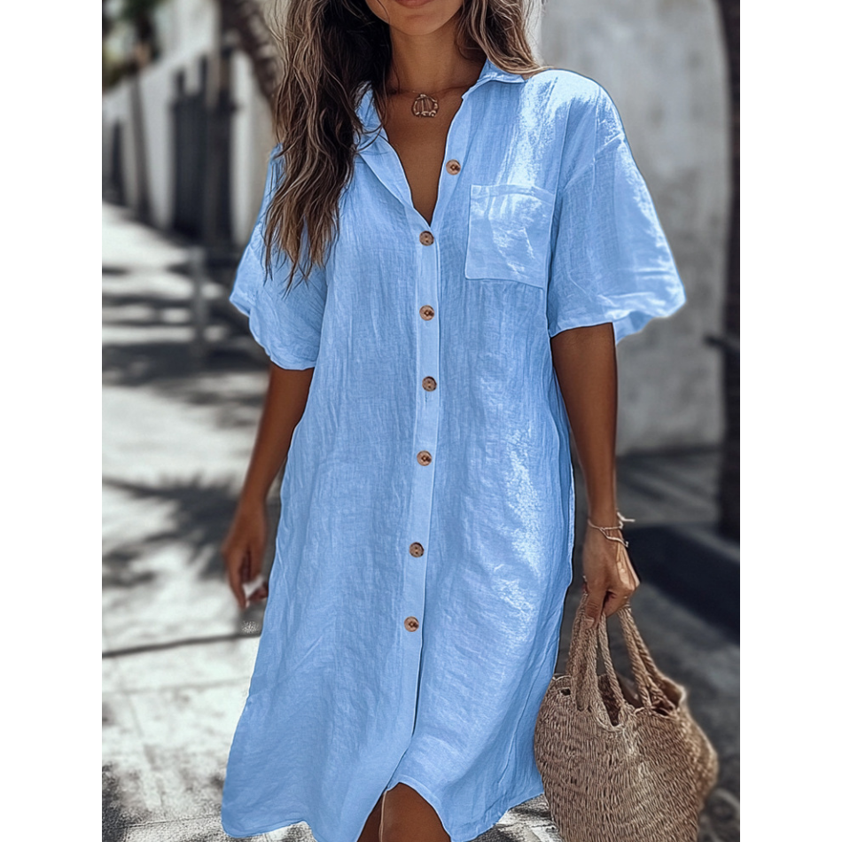🔥Hot Sale 50% Off💥👗Casual Cotton Linen Shirt Dress
