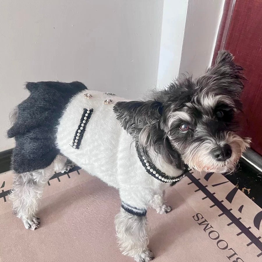 Sweet Bowknot Buttoned Dog Cat Sweater Dress