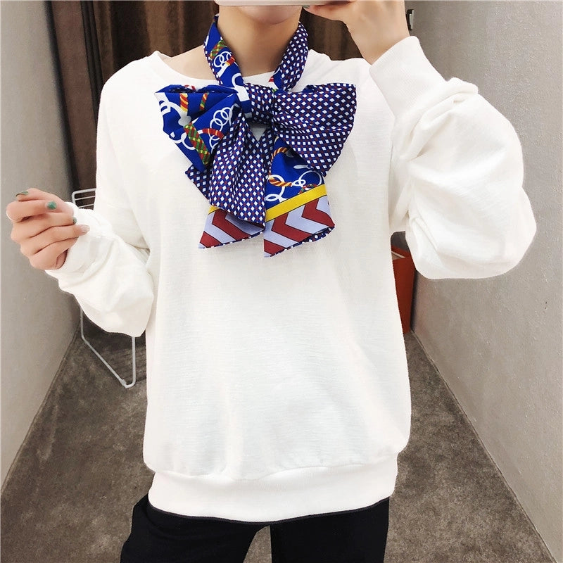 New Rope Belt Chain Double-layer Printing Silk Scarf Twill Long Silk Scarf Headscarf