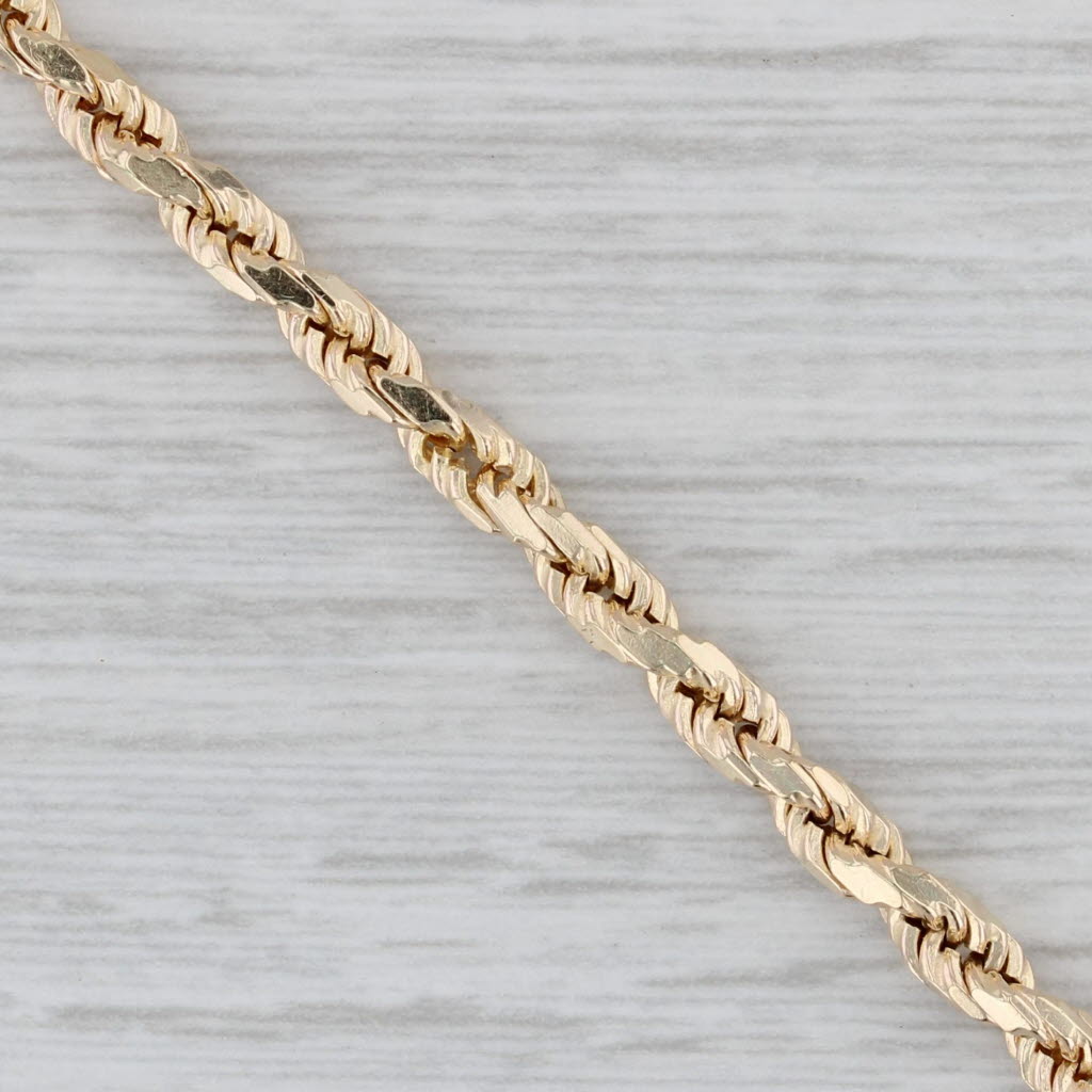 Rope Chain Bracelet 14k Yellow Gold Lobster Clasp 7 3.5mm