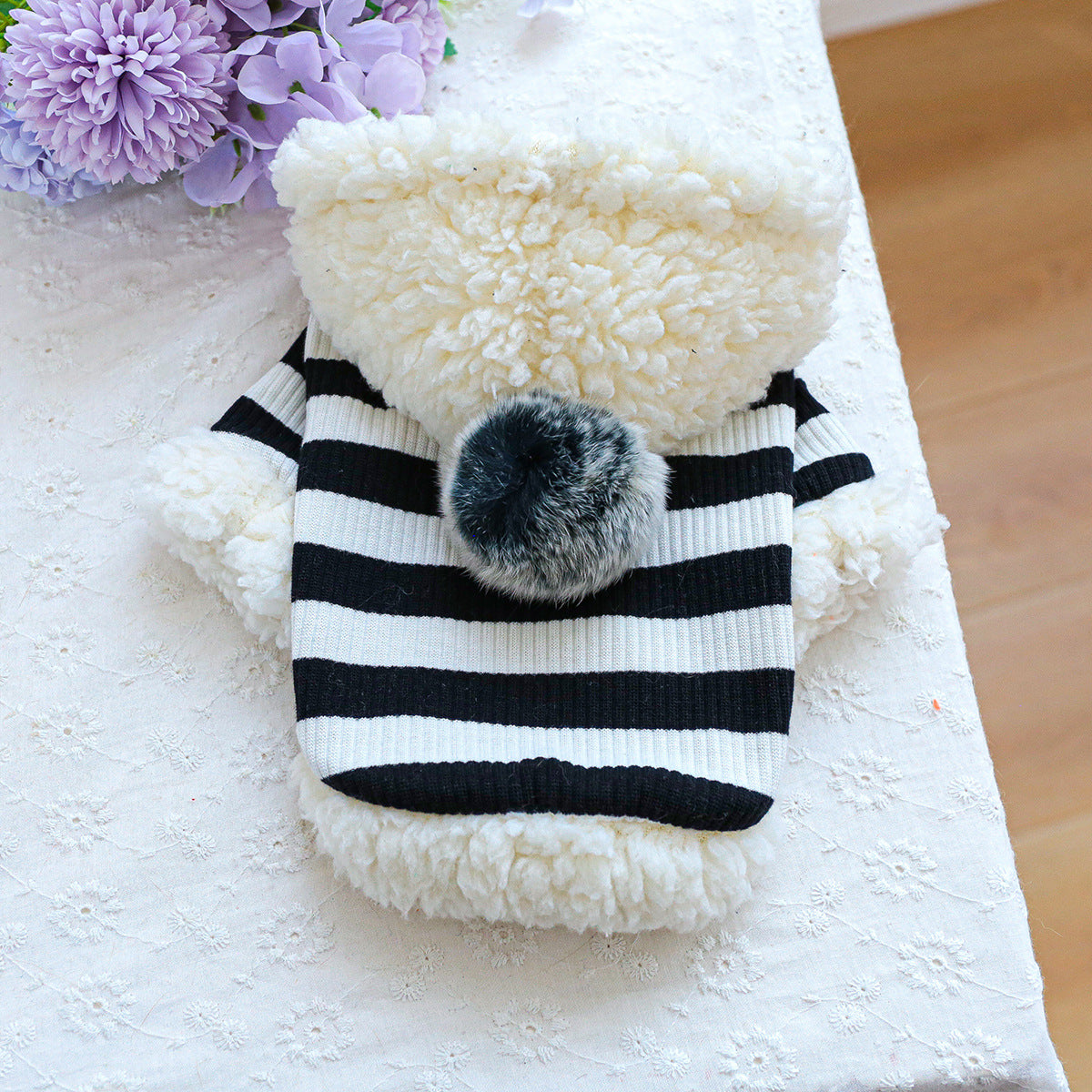 Striped Ball Design Dog Cat Hooded Hoodie