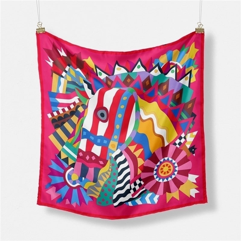 Women's Classic Style Color Block Polyester Printing Scarf