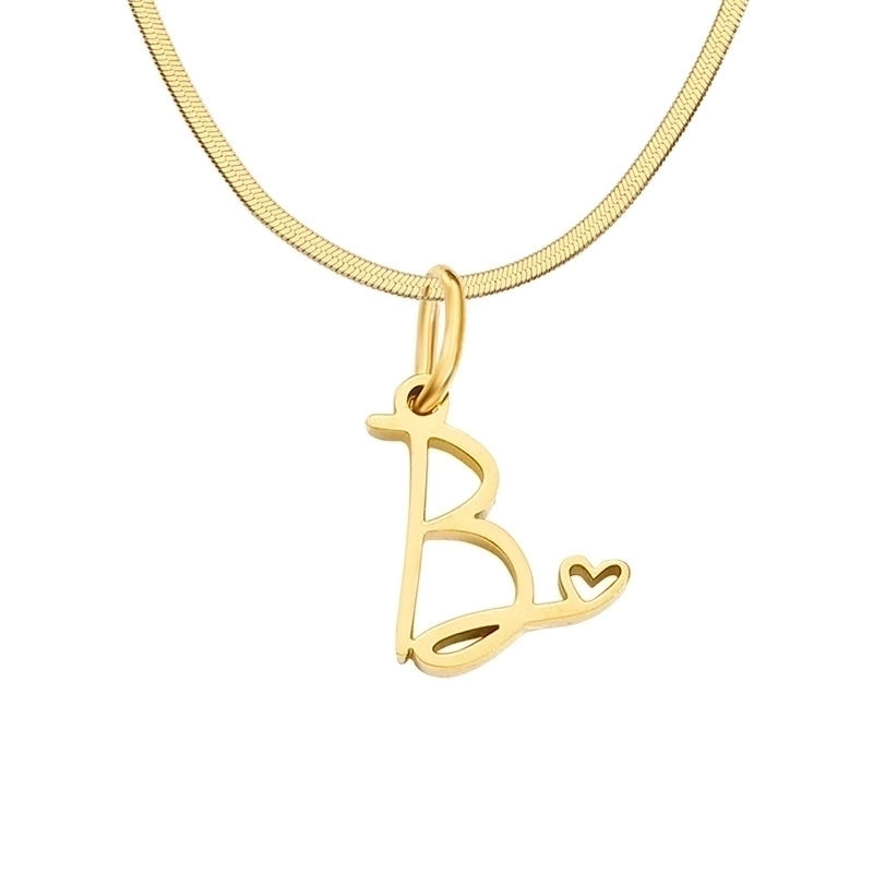 Stainless Steel Titanium Steel 14K Gold Plated Minimalist Plating Letter Heart Shape Pendant Necklace