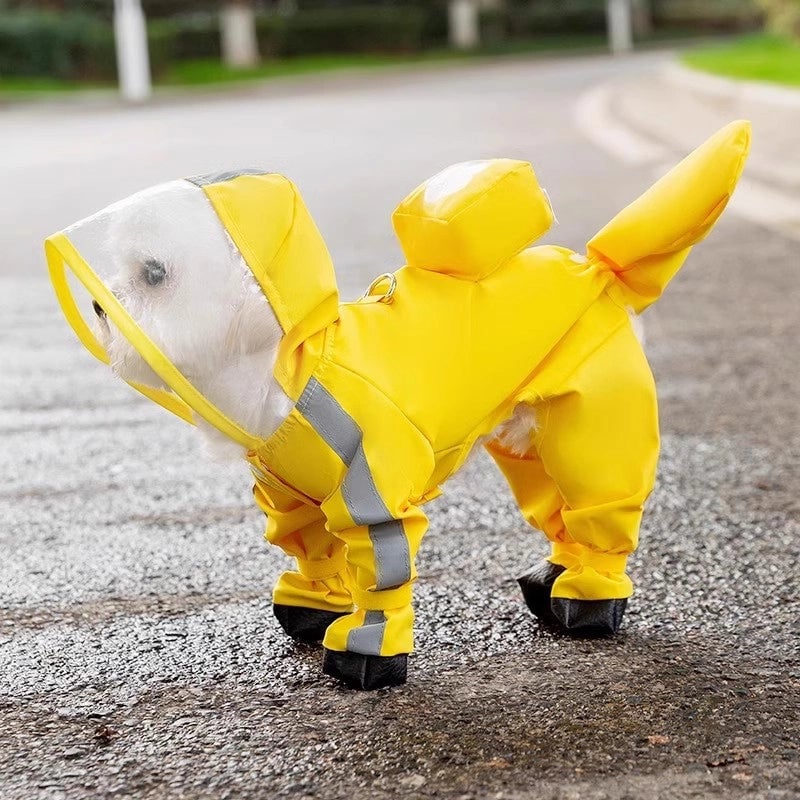 Traceable Dog Four-legged Raincoat Waterproof All-inclusive Small Dog Bichon Teddy Pet Rainy Day Clothes