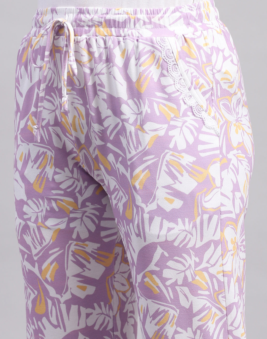 Women Purple Printed Regular Fit Lower