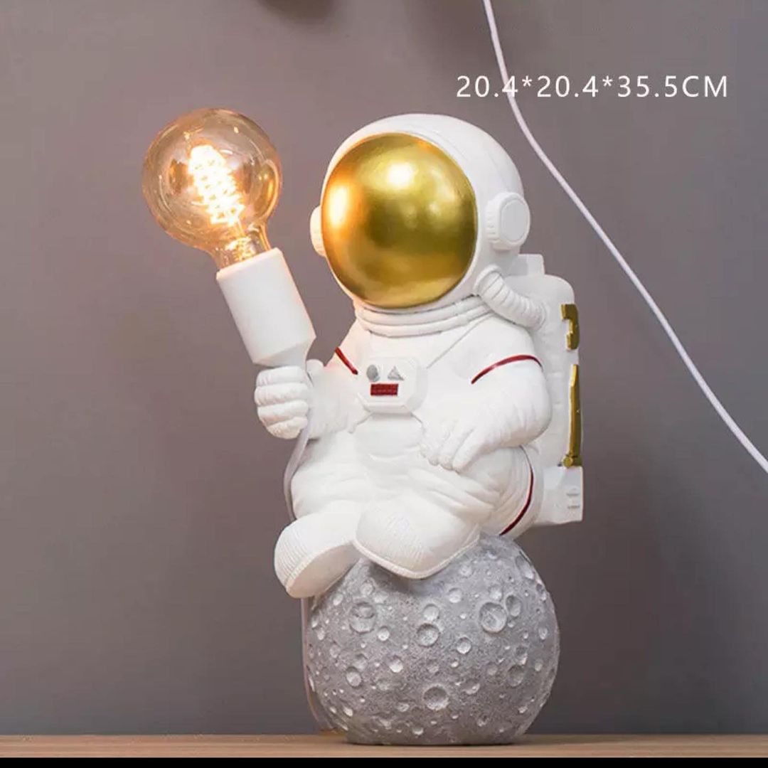 Astronaut Sculpture Table Lamp on Moon