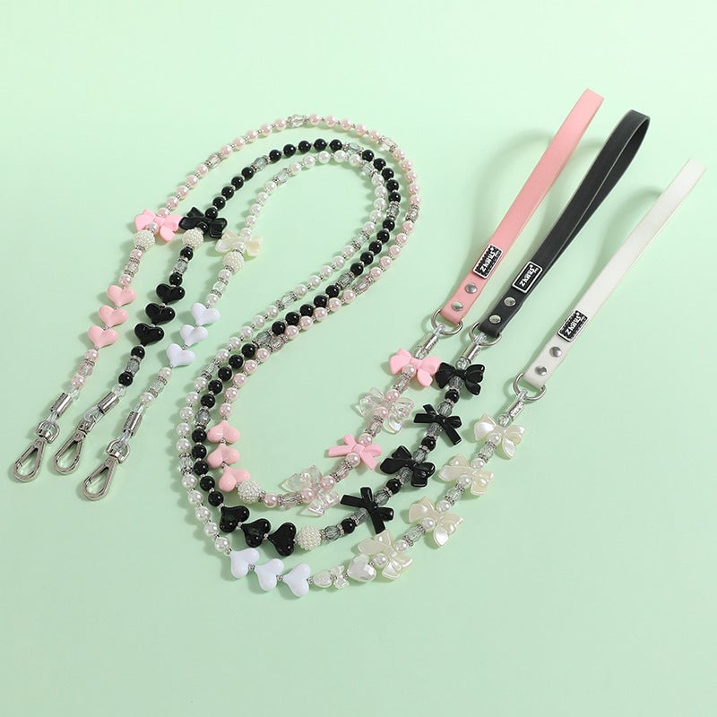 Jeweled Pearl Decor Dog Collar&Leash
