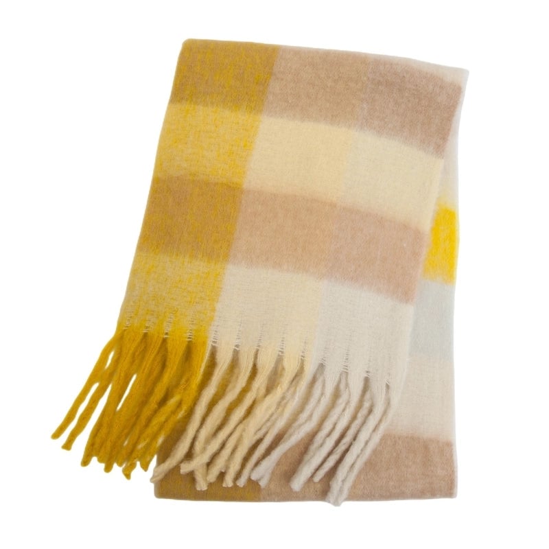 Women's Casual Minimalist Lattice Polyester Tassel Scarf