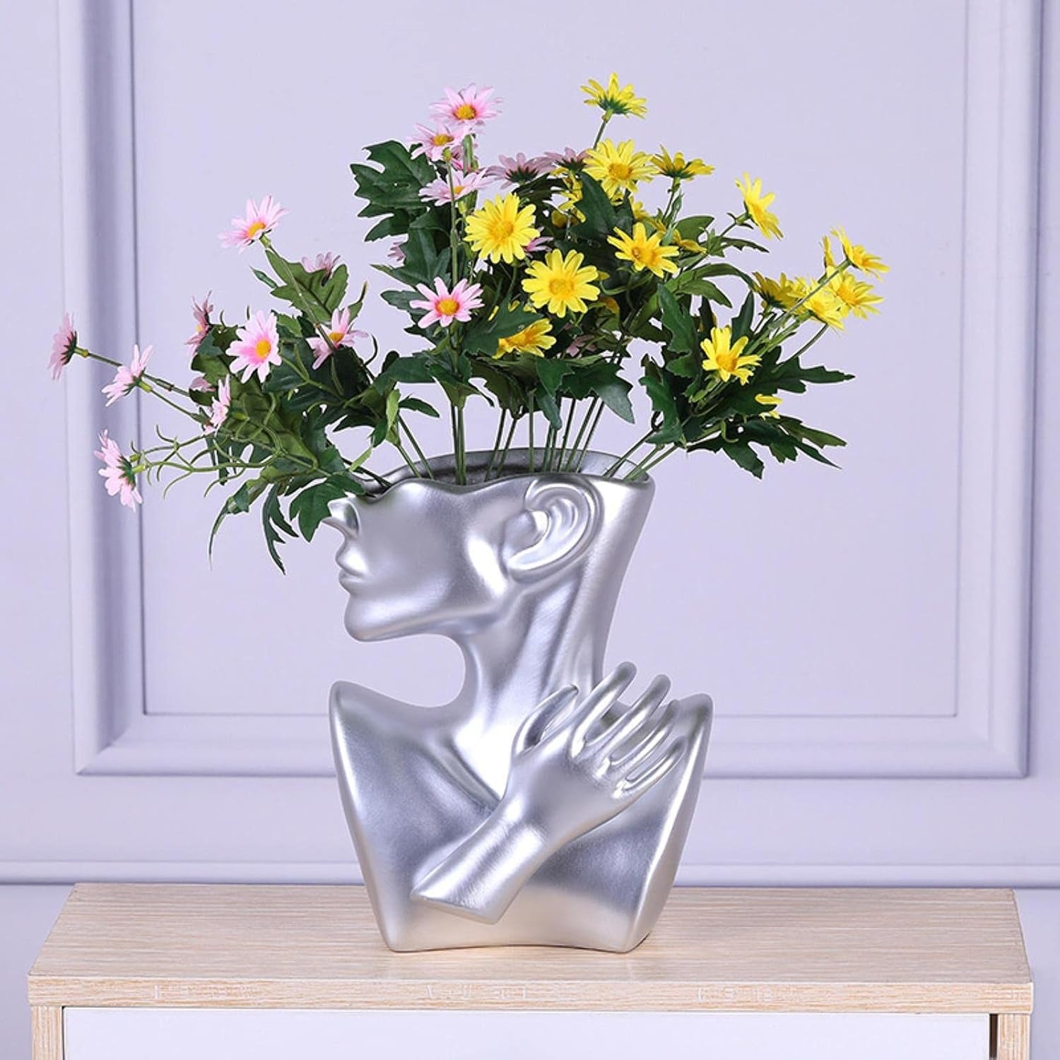 Ceramics Vase Human Head Abstract Half Body Flower vase Flower Arrangement Human Face Modern Home Decoration
