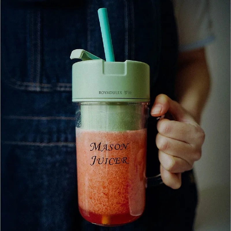 MASON JUICER BLENDER WITH STRAW