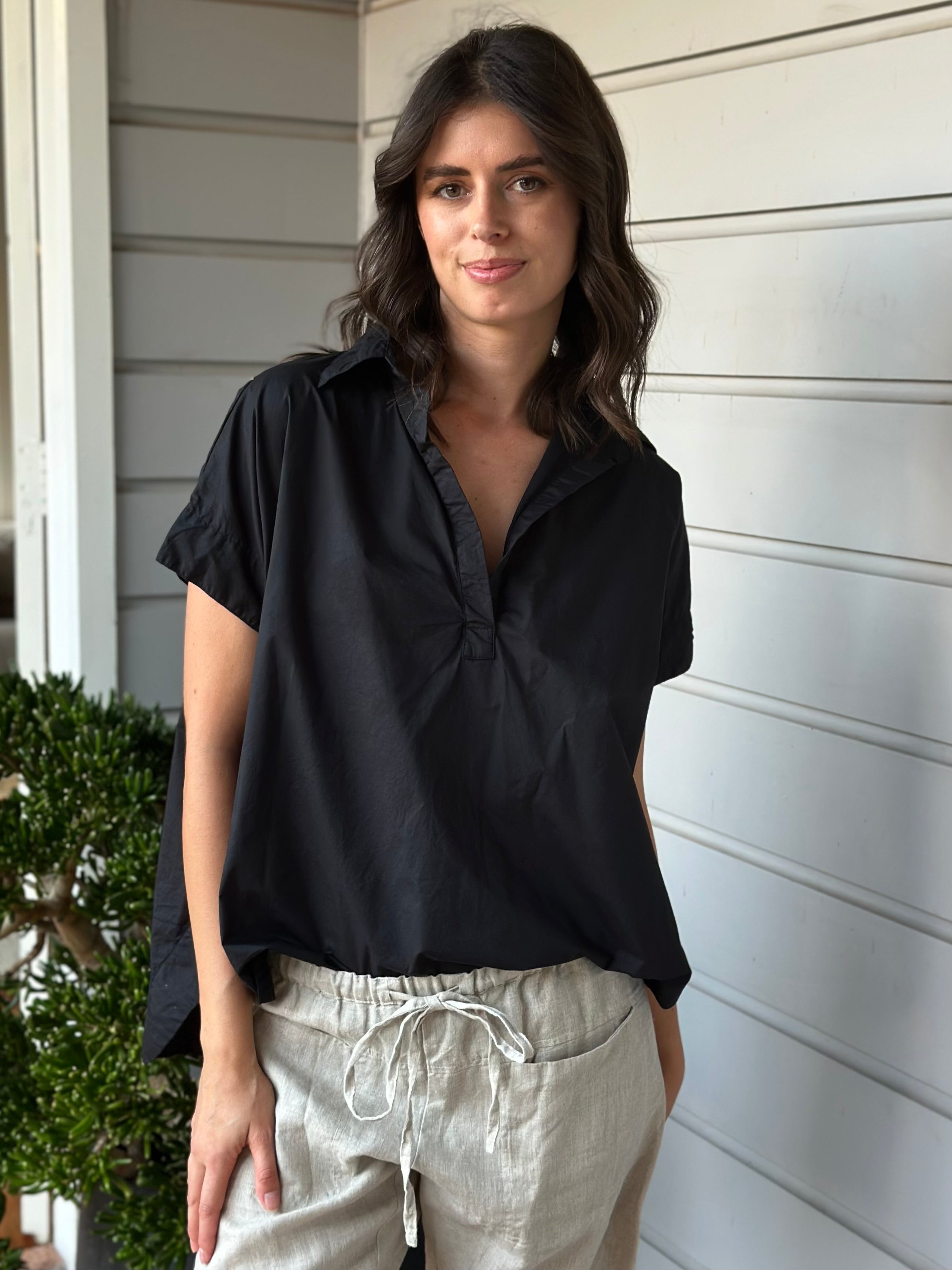 tara top - black cotton