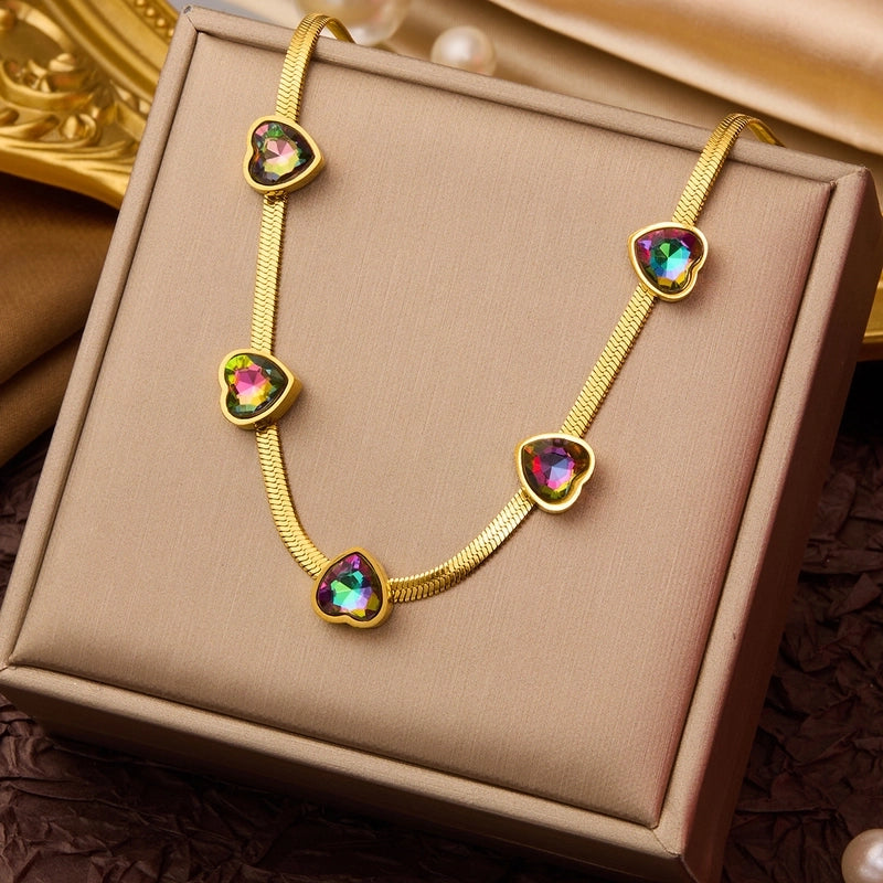 Elegant Minimalist Geometric Flower Bow Knot Titanium Steel Plating Pendant Necklace