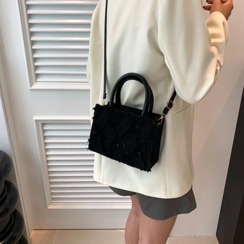 Women's Small Pu Leather Solid Color Basic Square Zipper Shoulder Bag Handbag Crossbody Bag