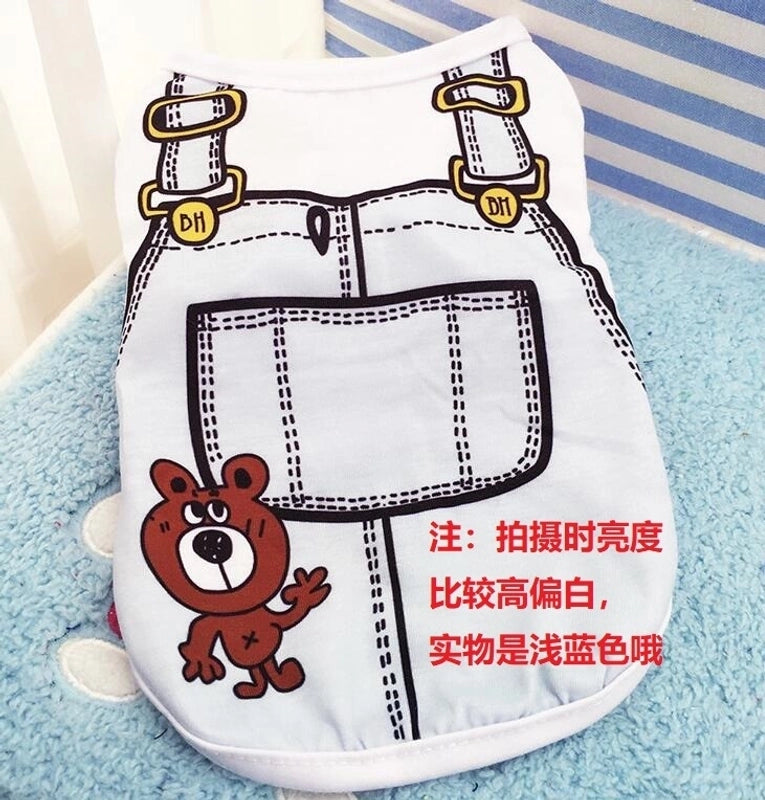 Cartoon Thin Fake Suspenders Vest Pet Dog Clothes 1 Pieces